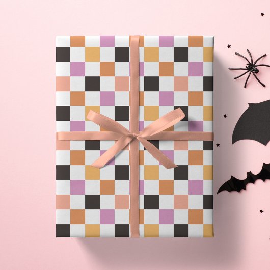 Coquette Halloween-feest Schachbrett geruit Cadeaupapier