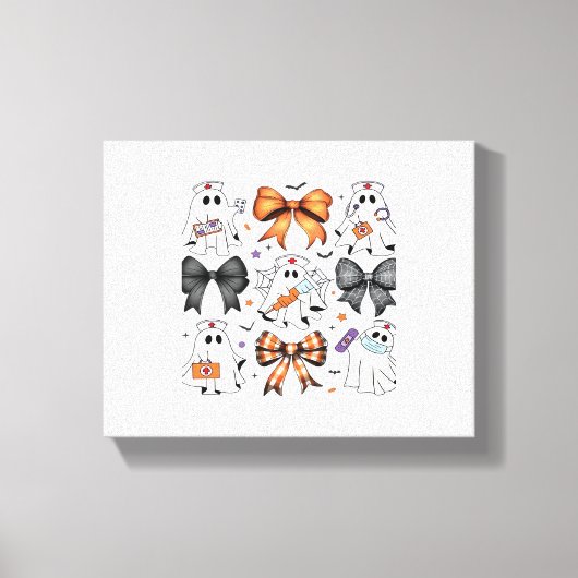 Coquette Halloween Ghost Nurse Classic T-shirt Canvas Afdruk (Voorkant)