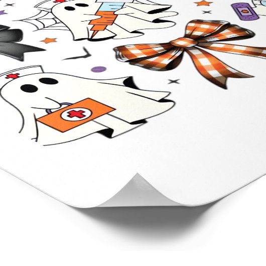 Coquette Halloween Ghost Nurse Classic T-shirt Poster (Hoek)