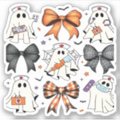 Coquette Halloween Ghost Nurse Classic T-shirt Sticker (Voorkant)