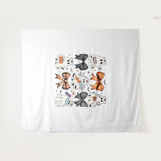 Coquette Halloween Ghost Nurse Classic T-shirt Wandkleed (Voorkant (horizontaal))