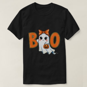 Coquette Halloween Girly Boo Ghost Aesthetic 2025 T-shirt
