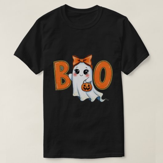 Coquette Halloween Girly Boo Ghost Aesthetic 2025 T-shirt (Design voorkant)