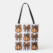 Coquette Halloween Leopart Bow Pumpkin Retro Tote Bag (Achterkant)