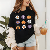 Coquette Halloween pompoenen bloemen schedels Tri-Blend Shirt