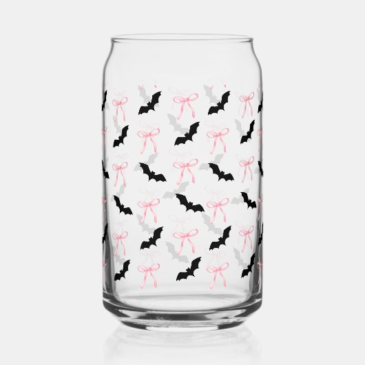 Coquette Halloween roze strikken en vleermuizen Blikvorm Glas (Achterkant)