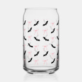 Coquette Halloween roze strikken en vleermuizen Blikvorm Glas (Rechts)