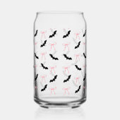 Coquette Halloween roze strikken en vleermuizen Blikvorm Glas (Links)