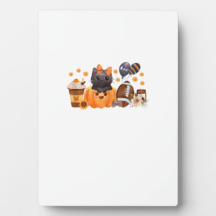 Coquette Halloween Schattige Kat Pompoen Voetbal H Fotoplaat