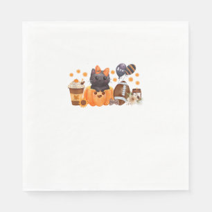 Coquette Halloween Schattigee Kat Pompoen Football Servet