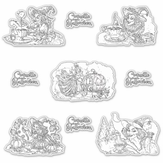 Coquette Halloween zwart-wit versie! Sticker (Voorkant)