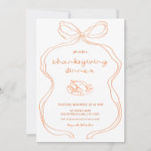 Coquette Hand getekende Thanksgiving Dinner Invita Kaart (Voorkant)
