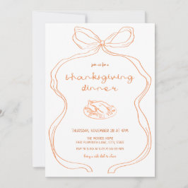 Coquette Hand getekende Thanksgiving Dinner Invita Kaart