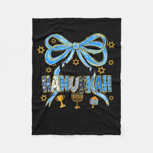 Coquette Hanukkah Bow Jewish Bow Menorah Bow Women Fleece Deken (Voorkant)