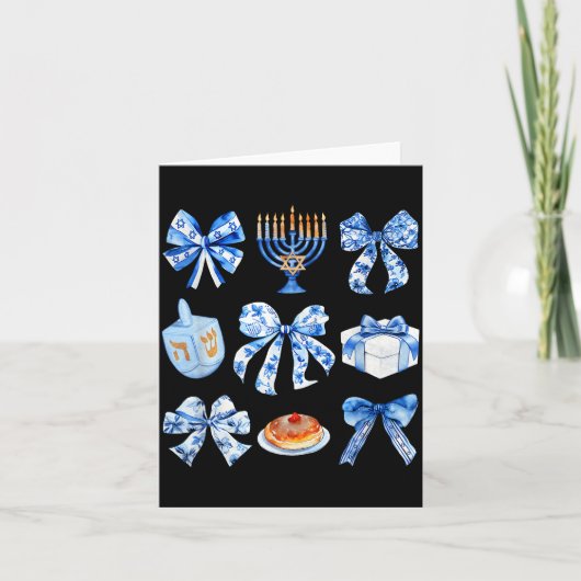 Coquette Hanukkah Bow Jewish Bow Menorah Bow Women Kaart (Voorkant)