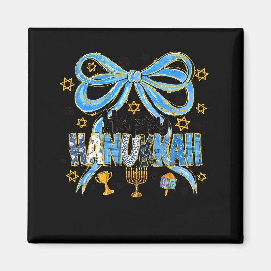 Coquette Hanukkah Bow Jewish Bow Menorah Bow Women Magneet (Voorkant)