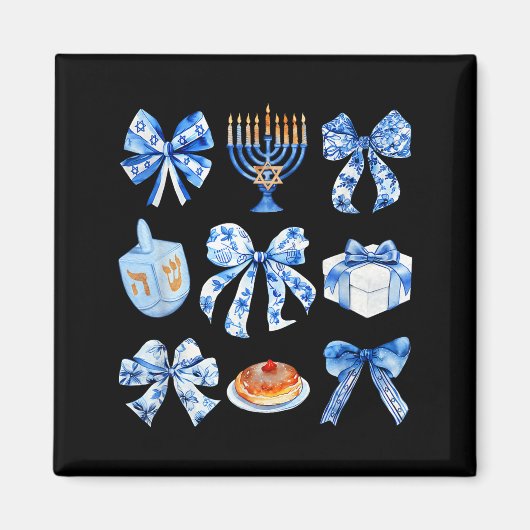 Coquette Hanukkah Bow Jewish Bow Menorah Bow Women Magneet (Voorkant)