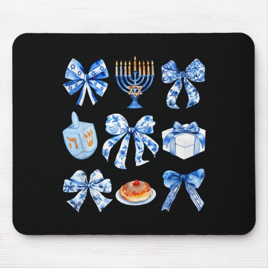 Coquette Hanukkah Bow Jewish Bow Menorah Bow Women Muismat (Voorkant)