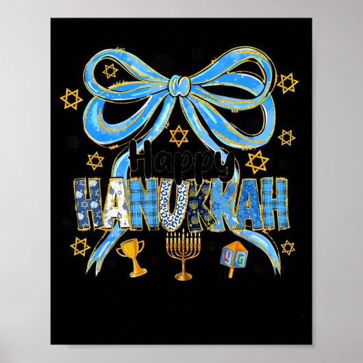 Coquette Hanukkah Bow Jewish Bow Menorah Bow Women Poster (Voorkant)