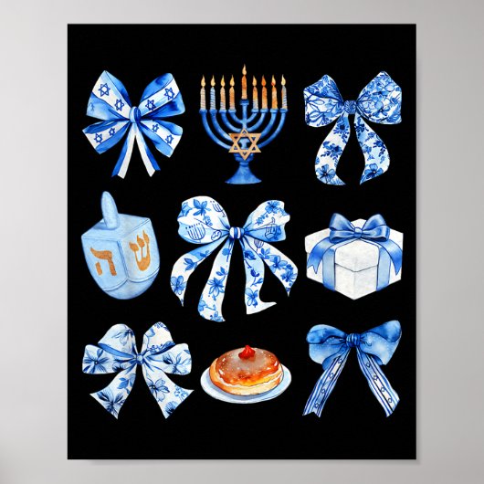 Coquette Hanukkah Bow Jewish Bow Menorah Bow Women Poster (Voorkant)