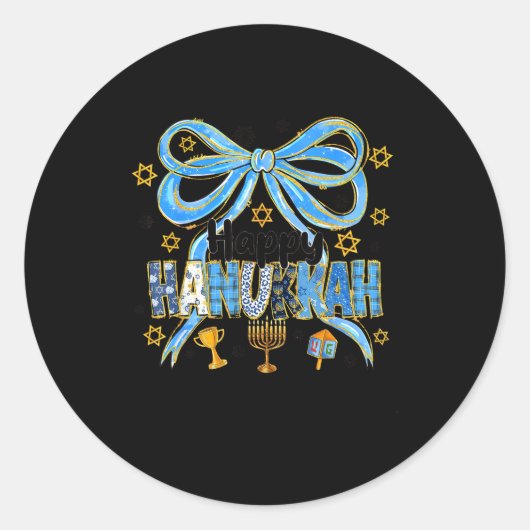 Coquette Hanukkah Bow Jewish Bow Menorah Bow Women Ronde Sticker (Voorkant)