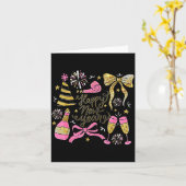 Coquette Happy New Year 2026 Champagne New Year's  Kaart (Gele Bloem)