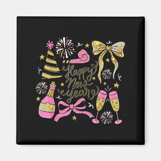 Coquette Happy New Year 2026 Champagne New Year's  Magneet (Voorkant)