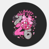 Coquette Happy New Year 2026 Party Matching Family Ronde Sticker (Voorkant)
