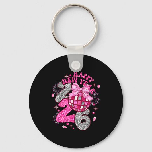 Coquette Happy New Year 2026 Party Matching Family Sleutelhanger (Voorkant)