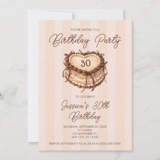 Coquette Hart Cake Verjaardag Kaart (Voorkant)