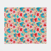 Coquette harten, en bloem crème monogram fleece deken (Voorkant (Horizontaal))