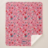 Coquette harten, en bloemen wit rood blauwgroen sherpa deken (Voorkant)