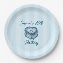 Coquette Heart Birthday Cake Paper Plate Papieren Bordje