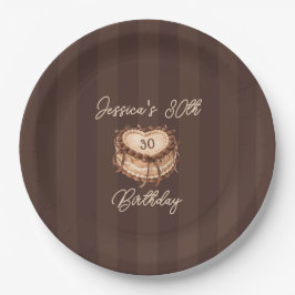 Coquette Heart Birthday Cake Paper Plate Papieren Bordje