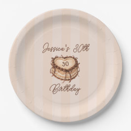 Coquette Heart Birthday Cake Paper Plate Papieren Bordje