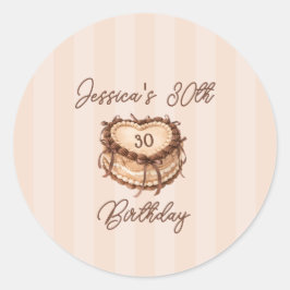 Coquette Heart Birthday Cake Ronde Sticker