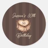Coquette Heart Birthday Cake Ronde Sticker (Voorkant)