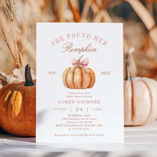 Coquette Herfst Ze Vond Haar Pompoen Bruidsfeest Kaart