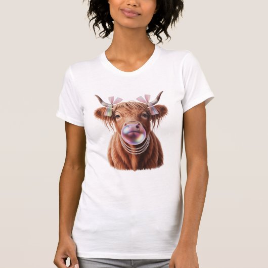 Coquette Highland Koe Bubblegum Schep Ontwerp  T-shirt (Voorkant)