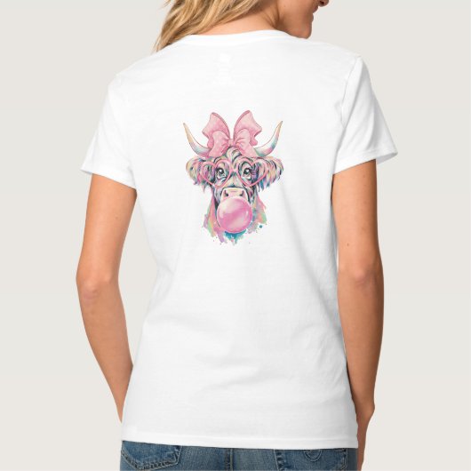 Coquette Highland Koe Bubblegum Tshirt Design, (Achterkant)