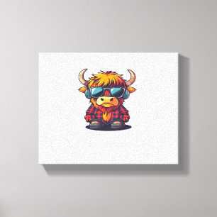 Coquette Highland Koe Bubblegum Tshirt Design, Hol Canvas Afdruk