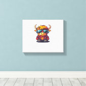 Coquette Highland Koe Bubblegum Tshirt Design, Hol Canvas Afdruk (Insitu (Houten vloer))