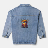 Coquette Highland Koe Bubblegum Tshirt Design, Hol Denim Jacket (Achterkant)