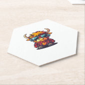 Coquette Highland Koe Bubblegum Tshirt Design, Hol Kartonnen Onderzetters (Schuin)