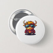 Coquette Highland Koe Bubblegum Tshirt Design, Hol Ronde Button 5,7 Cm (Voorkant /achterkant)