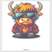 Coquette Highland Koe Bubblegum Tshirt Design, Hol Sticker (Vel)