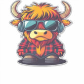 Coquette Highland Koe Bubblegum Tshirt Design, Hol Sticker (Voorkant)
