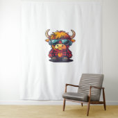 Coquette Highland Koe Bubblegum Tshirt Design, Hol Wandkleed (In situ)