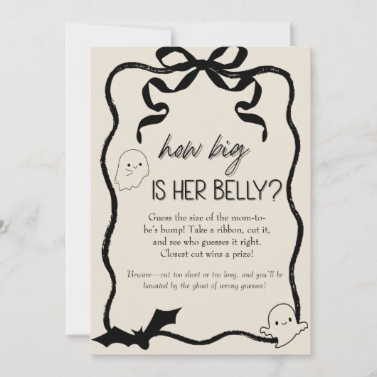 Coquette Hoe groot is haar buik? Baby shower spel Kaart (Voorkant)