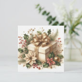  Coquette Holly en Golden Bow Feestdagenkaart (Staand voorkant)